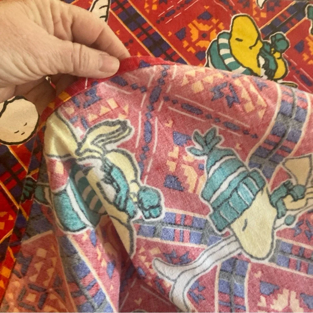 Vintage Snoopy Peanuts Flat Sheet Charlie Brown Red Cotton No Stains No Tears - Picture 6 of 8